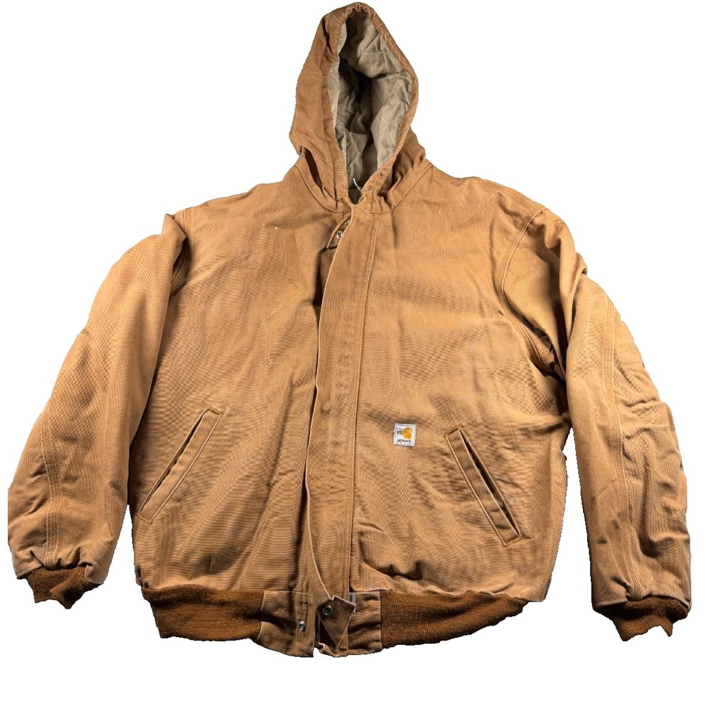 Carhartt FRJ184 BRN Jacket Mens XL Brown FR USA Made Hooded Quilt Lined